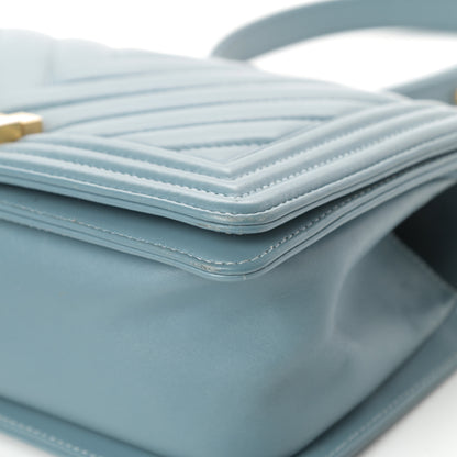 Chanel Calfskin Chevron Quilted Medium Boy Flap Blue 10 of 19