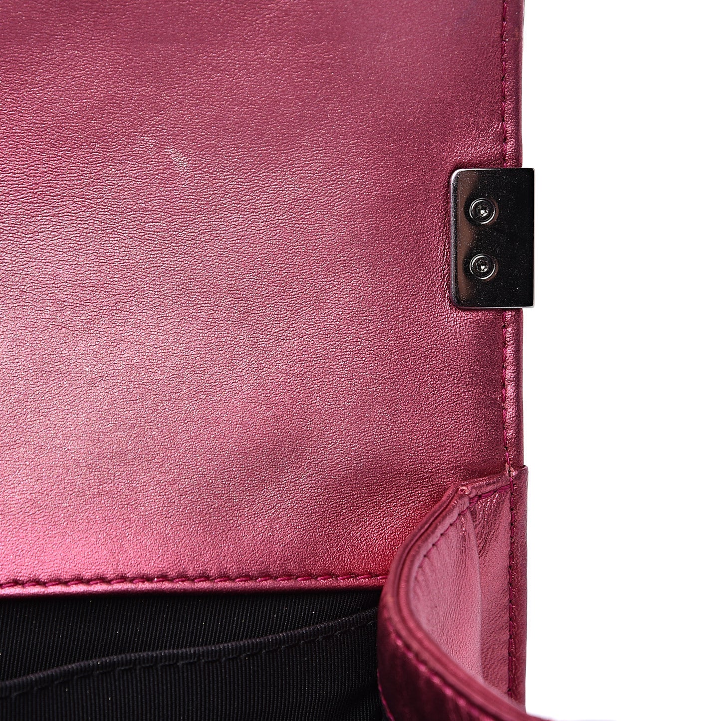 Metallic Patent Calfskin Quilted Medium Boy Flap Pink