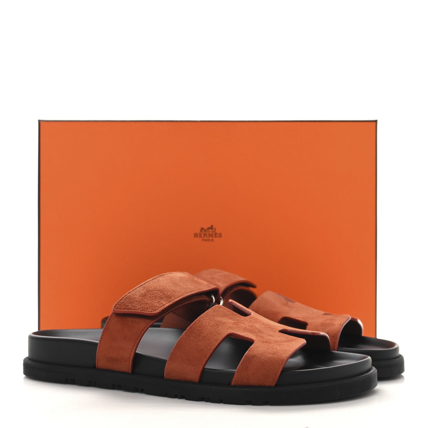 Hermes Suede Goatskin Womens Chypre Sandals 39 Orange Canyon 10 of 10