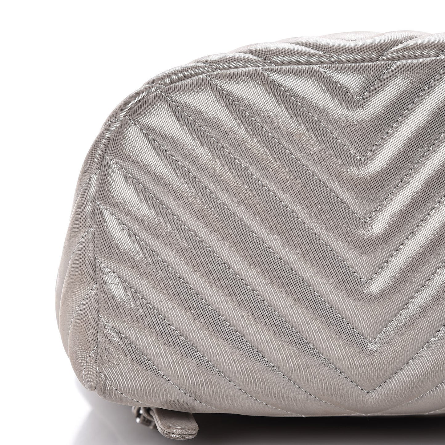 Metallic Calfskin Chevron Quilted Small Urban Spirit Backpack Silver
