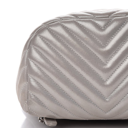 Chanel Metallic Calfskin Chevron Quilted Small Urban Spirit Backpack Silver 14 of 15