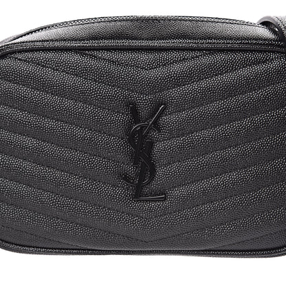 Saint Laurent Grain De Poudre Matelasse Monogram Mini Lou Camera Bag Black 10 of 11