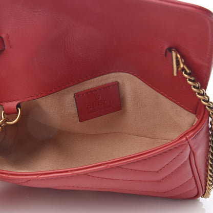 Gucci Calfskin Matelasse Super Mini GG Marmont Shoulder Bag Hibiscus Red 4 of 7