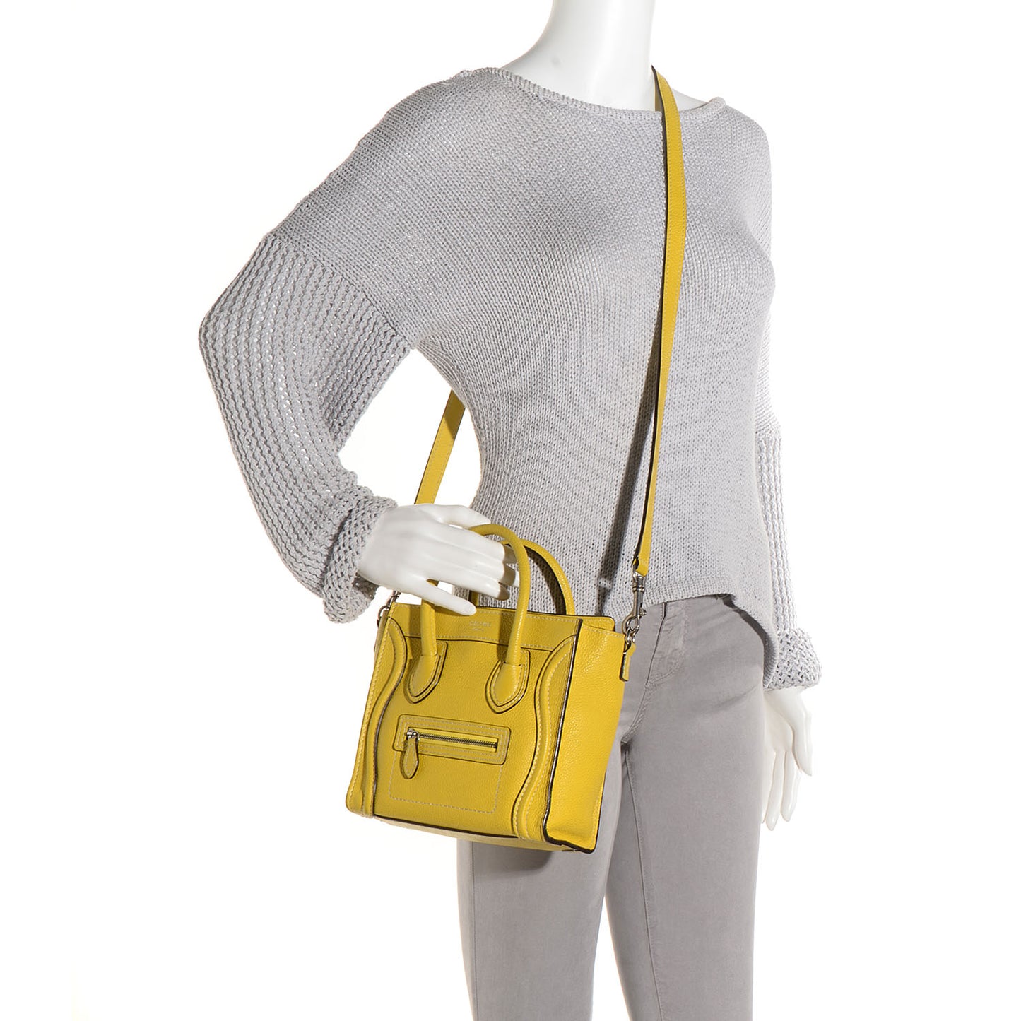 Drummed Calfskin Nano Luggage Citron