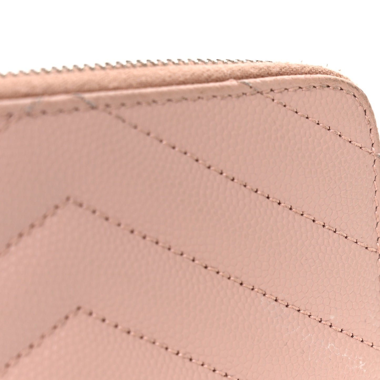 Grain De Poudre Matelasse Chevron Monogram Compact Zip Around Wallet Pink