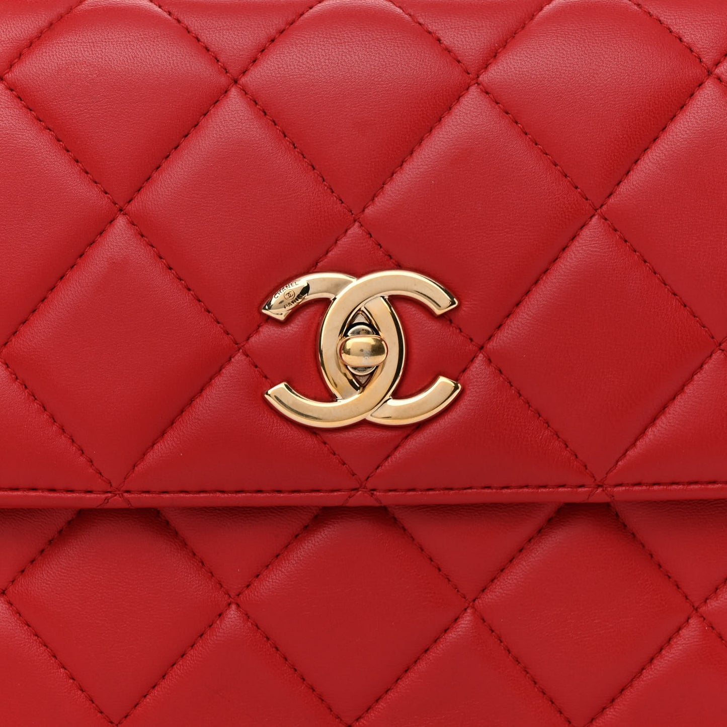 Lambskin Quilted Small Trendy CC Flap Dual Handle Bag Red