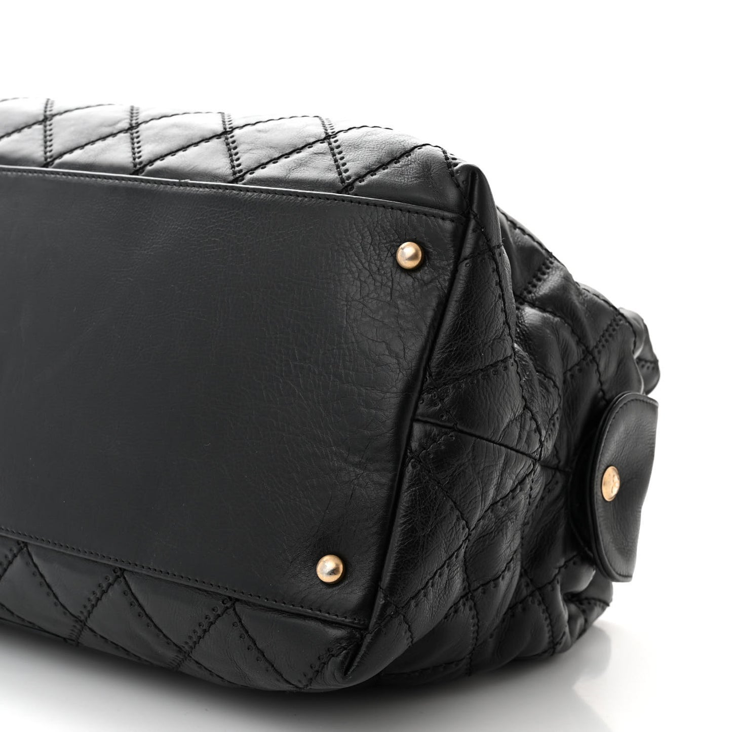 Calfskin Stitched Medium Retro Chain Tote Black