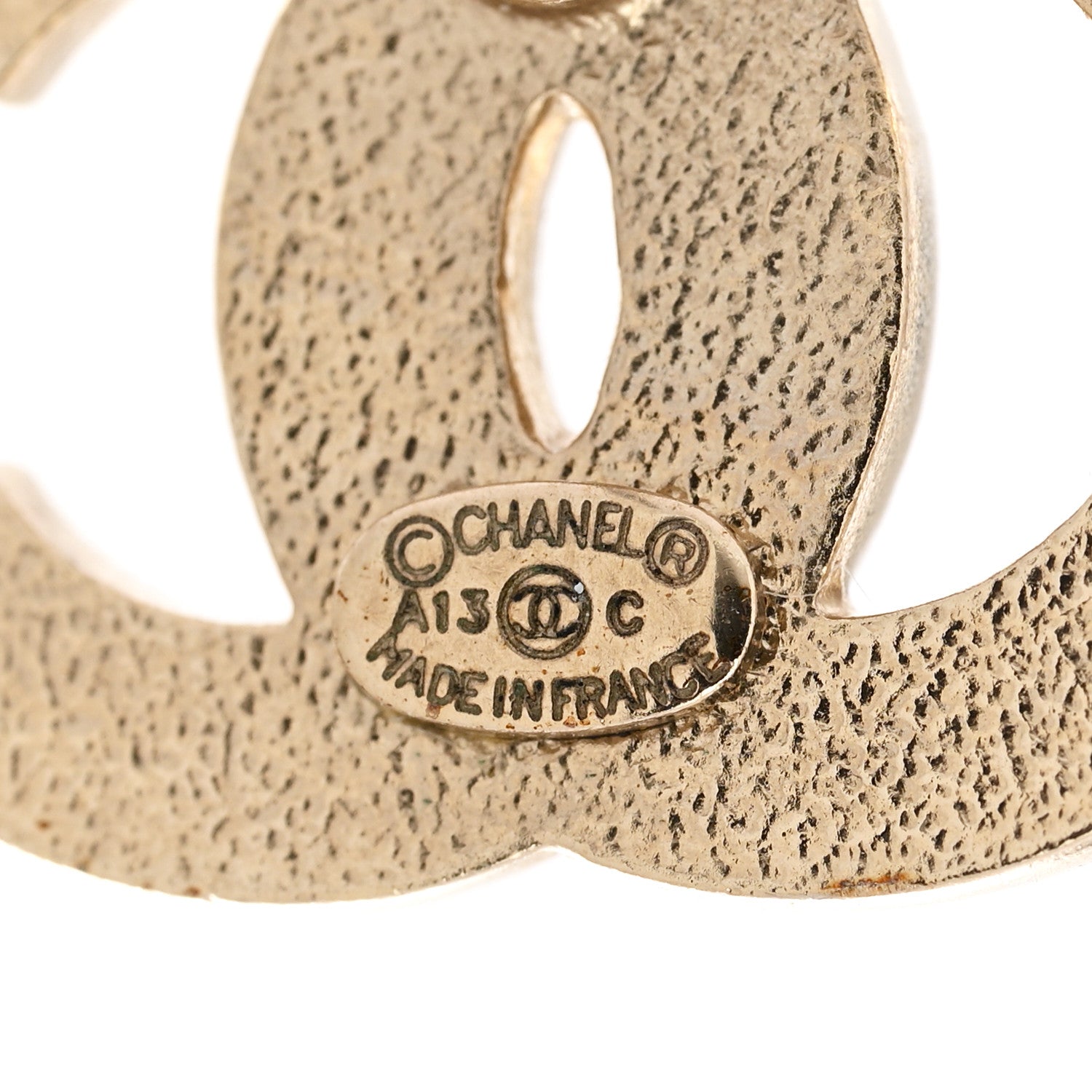 Chanel Enamel Striped CC Earrings Pink White Gold 4 of 4