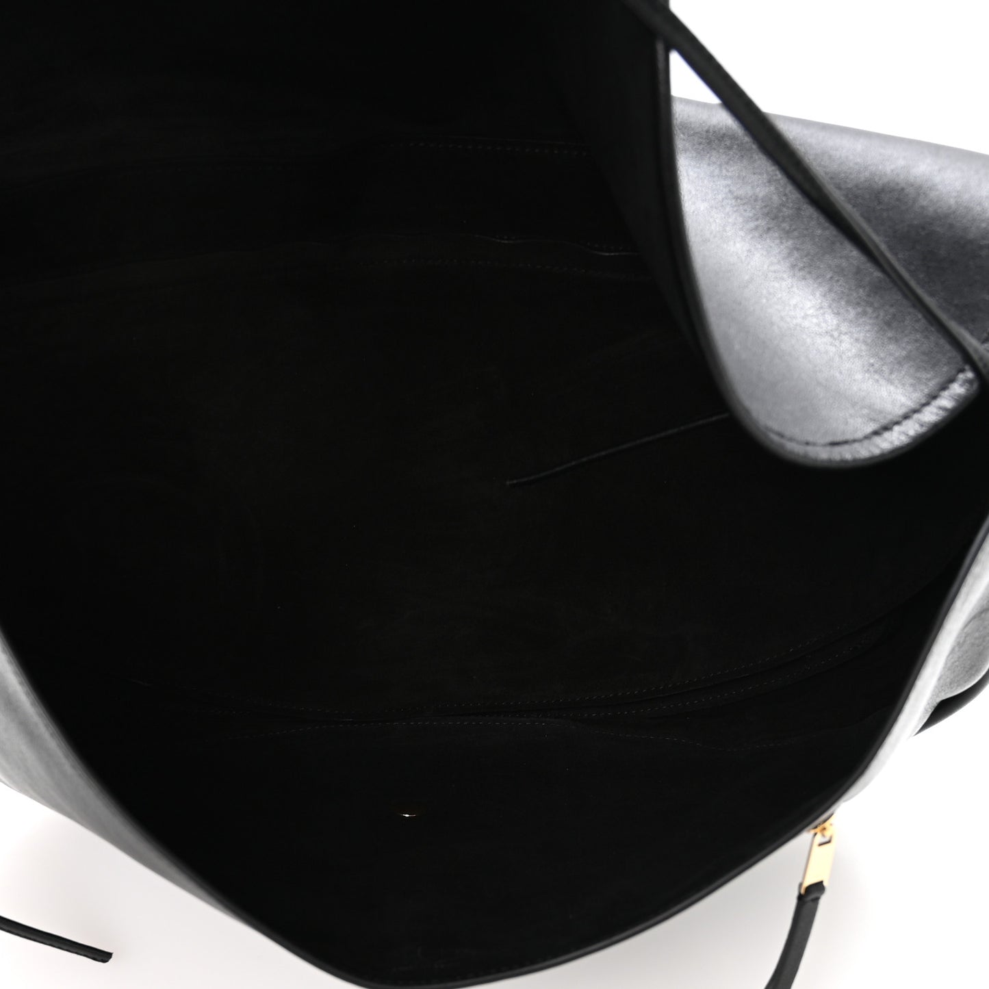 Shiny Lambskin Soft Triomphe Half Moon Bag Black
