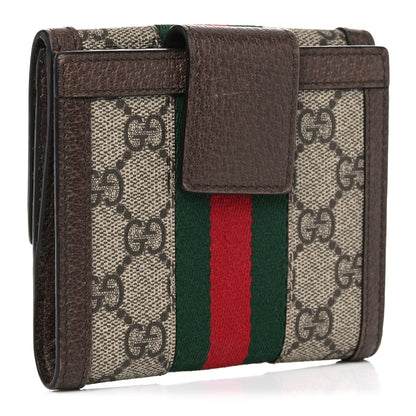 Gucci GG Supreme Monogram Web Ophidia French Flap Wallet Beige New Acero 3 of 14