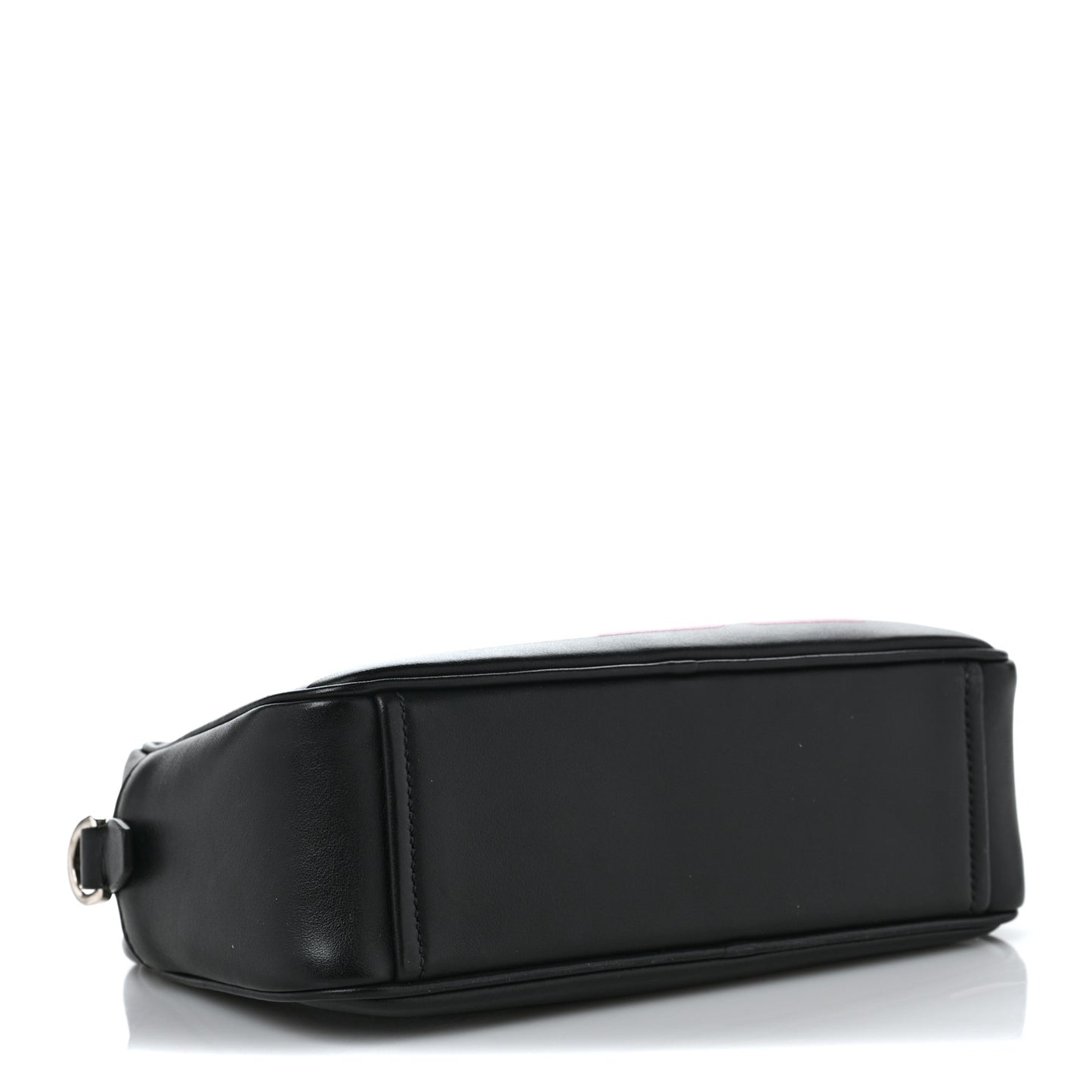 City Calfskin Racing Logo Camera Bag Black Fuxia
