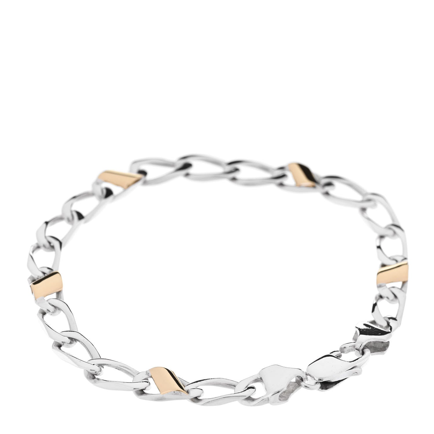 Tiffany Sterling Silver 18k Yellow Gold Curb Link Bracelet 2 of 5