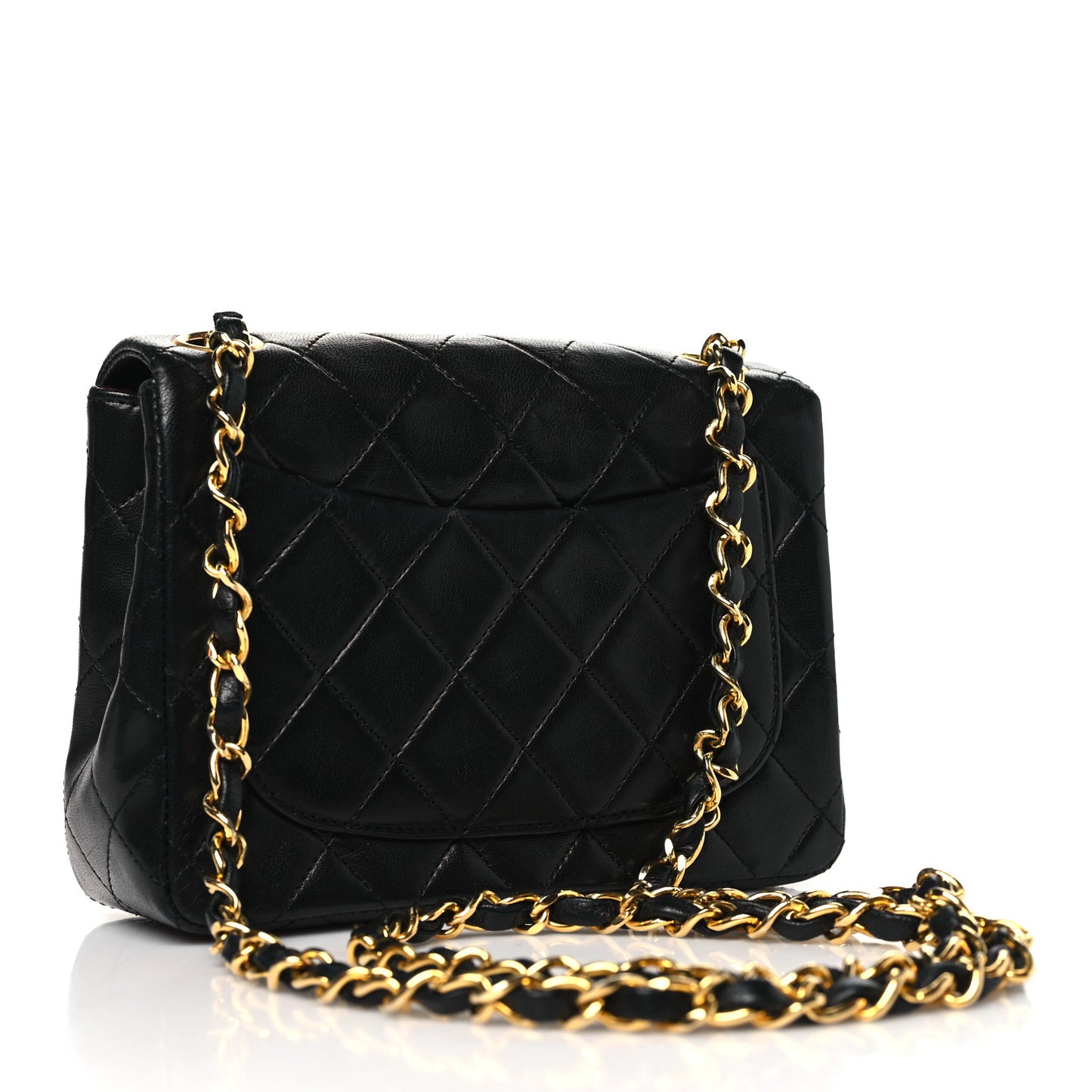 Lambskin Quilted Mini Square Flap Bag Black
