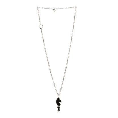 Hermes Lacquered Palladium Cavalier Necklace Black 2 of 4