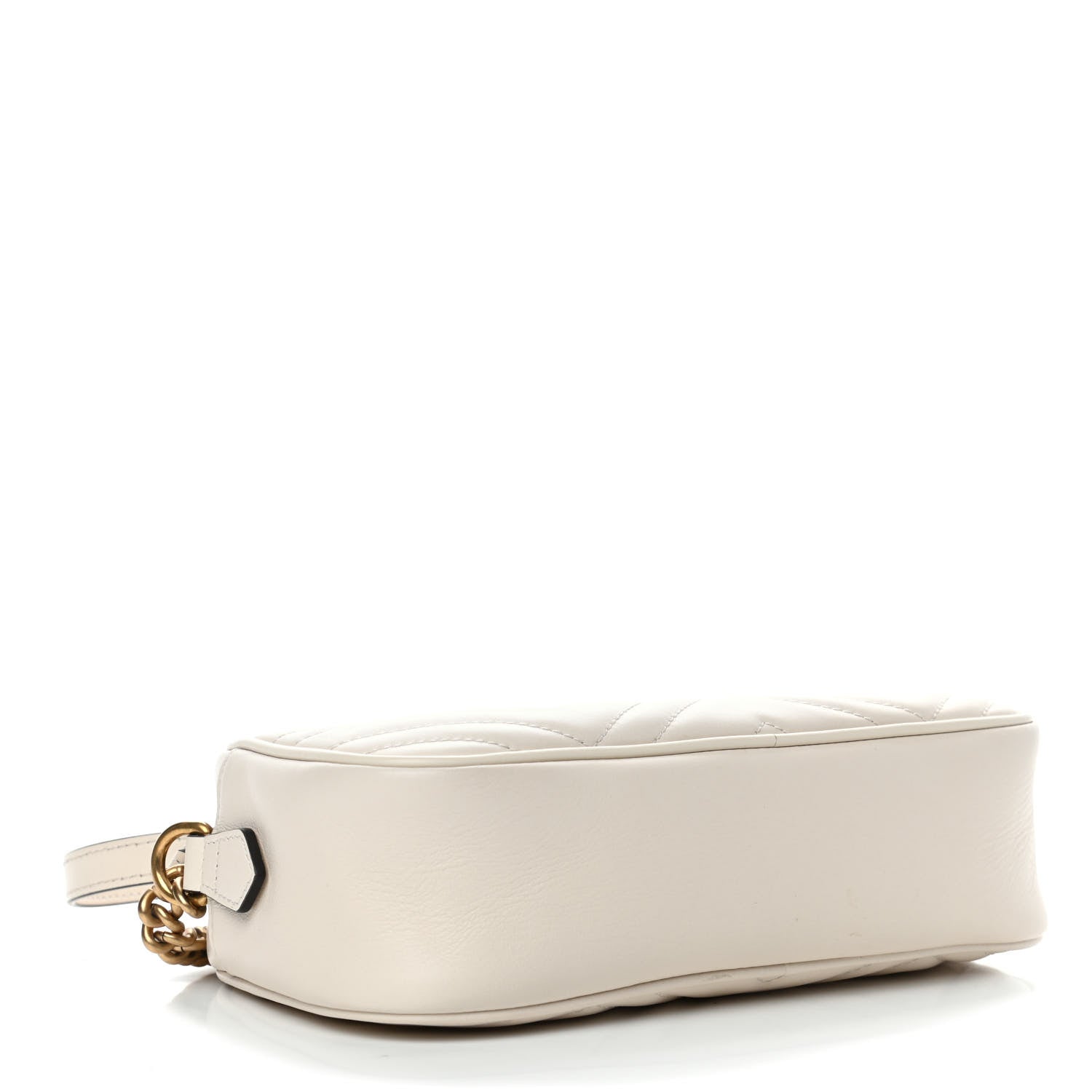 Gucci Calfskin Matelasse Small GG Marmont Chain Shoulder Bag White 3 of 4