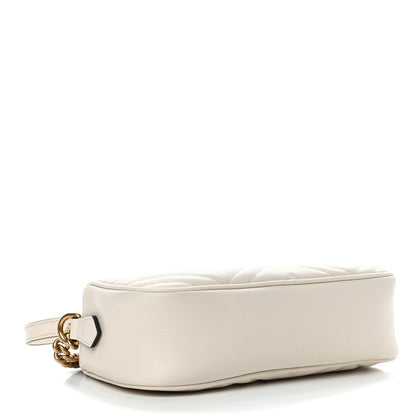 Gucci Calfskin Matelasse Small GG Marmont Chain Shoulder Bag White 3 of 4