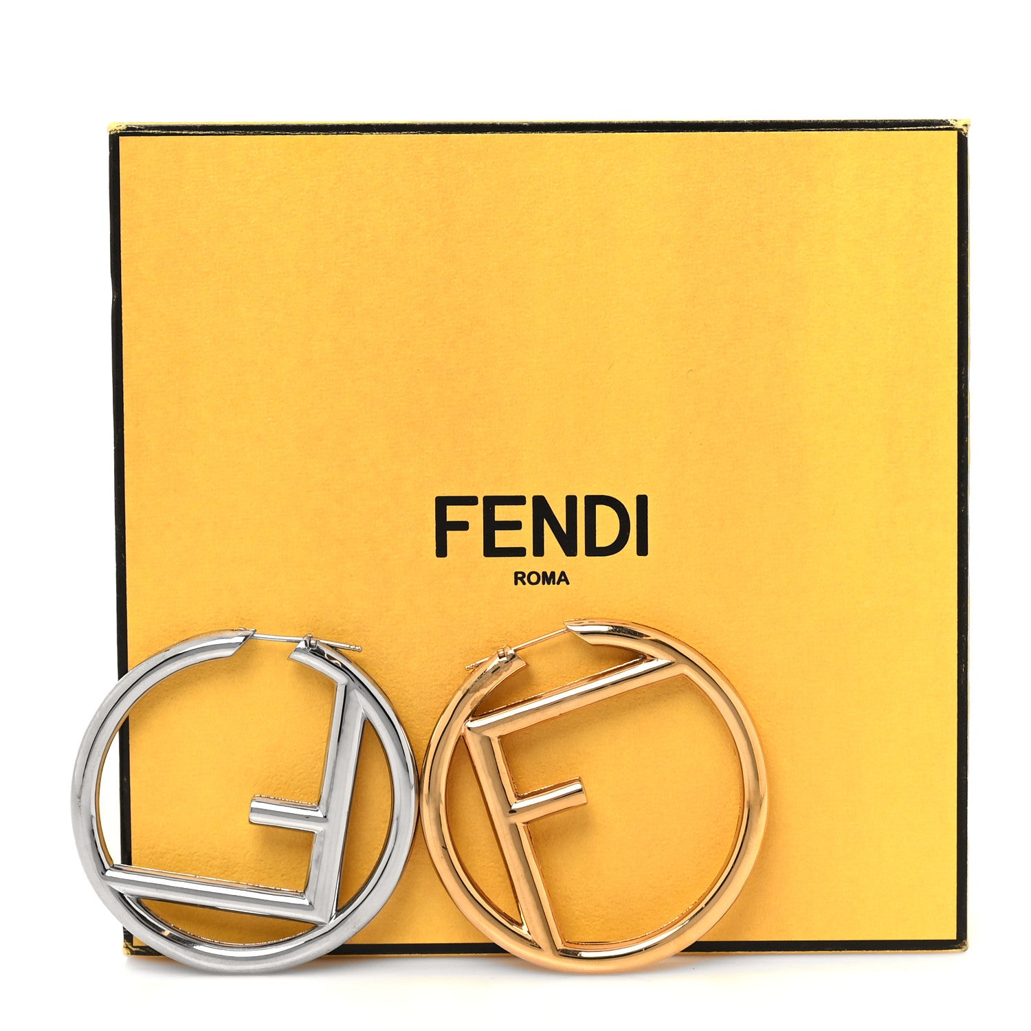 Fendi Metal FF Hoop Earrings Gold Silver 6 of 6