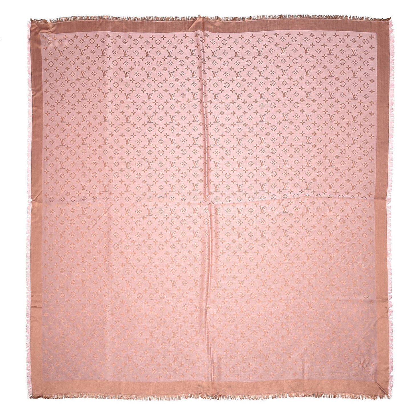 Silk Wool Monogram Shine Shawl Rose