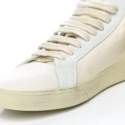 Saint Laurent Distressed Canvas Mens Classic Court High Top Sneakers 41 Milk Panna 9 of 13