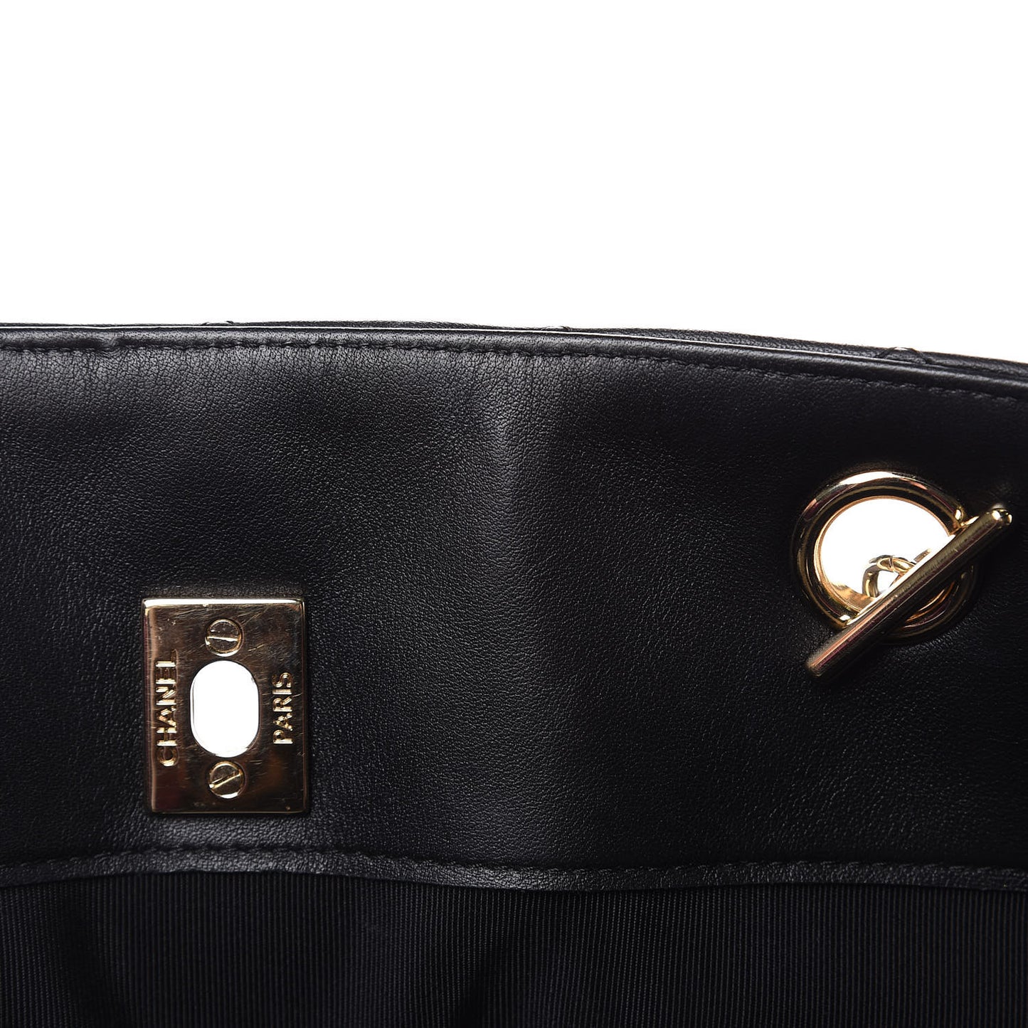 Calfskin Quilted Large CC Shopping Tote Black