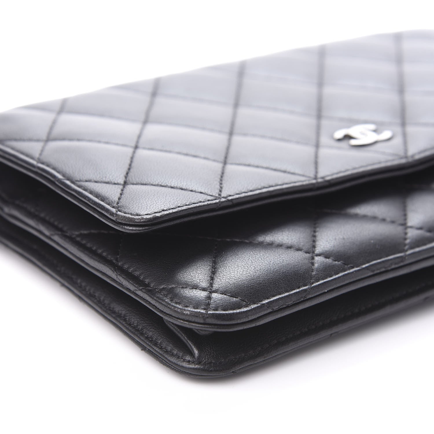 Chanel Lambskin Quilted Wallet On Chain WOC Black 10 of 13
