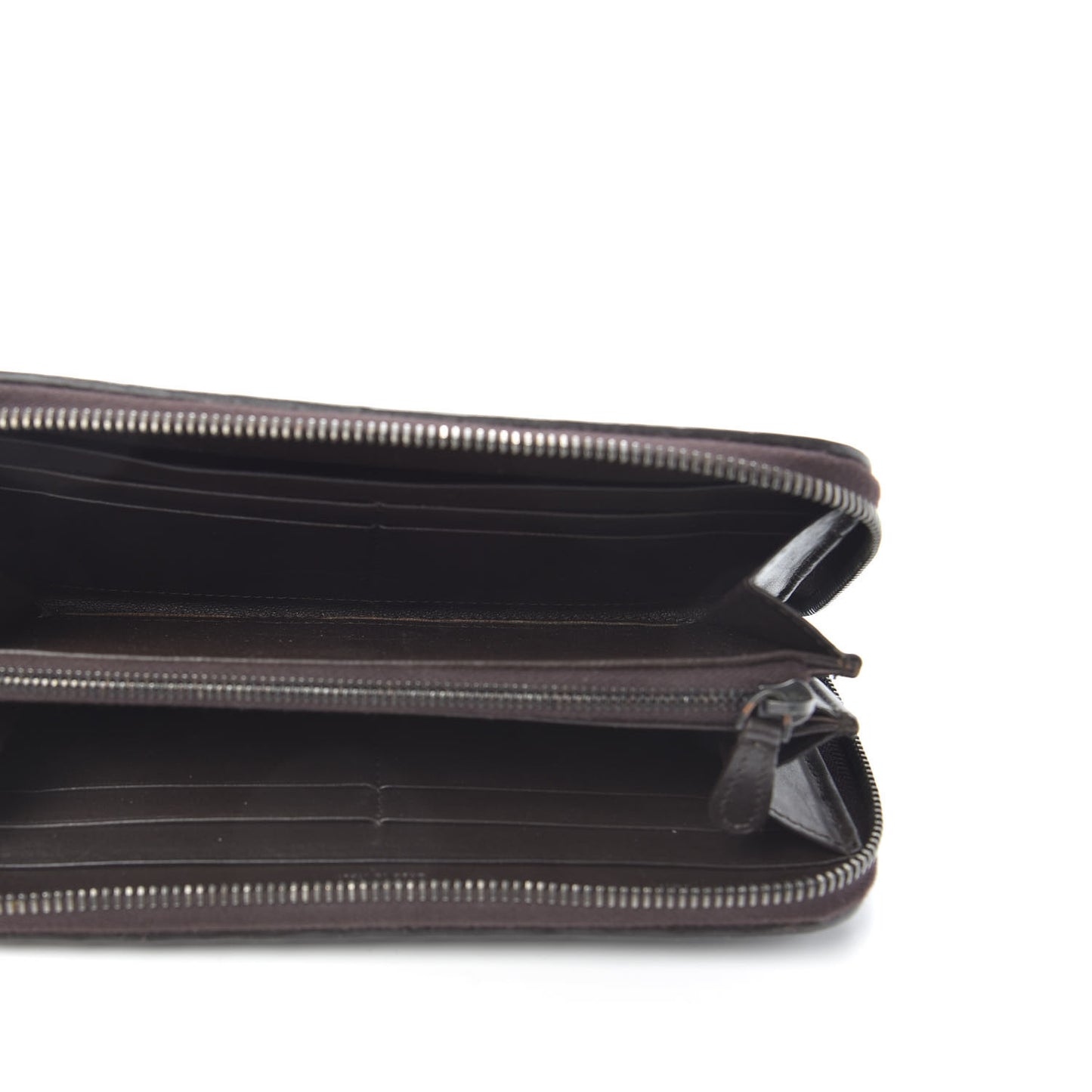 Nappa Intrecciato Zip Around Wallet Ebano