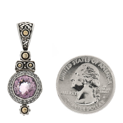 John Hardy Sterling Silver 18K Yellow Gold Diamond Amethyst Batu Sari Pendant 2 of 4