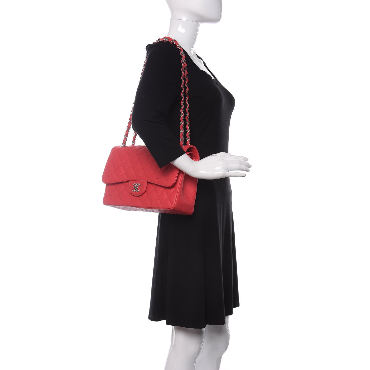 Chanel Caviar Quilted Jumbo Double Flap Dark Pink 2 of 11