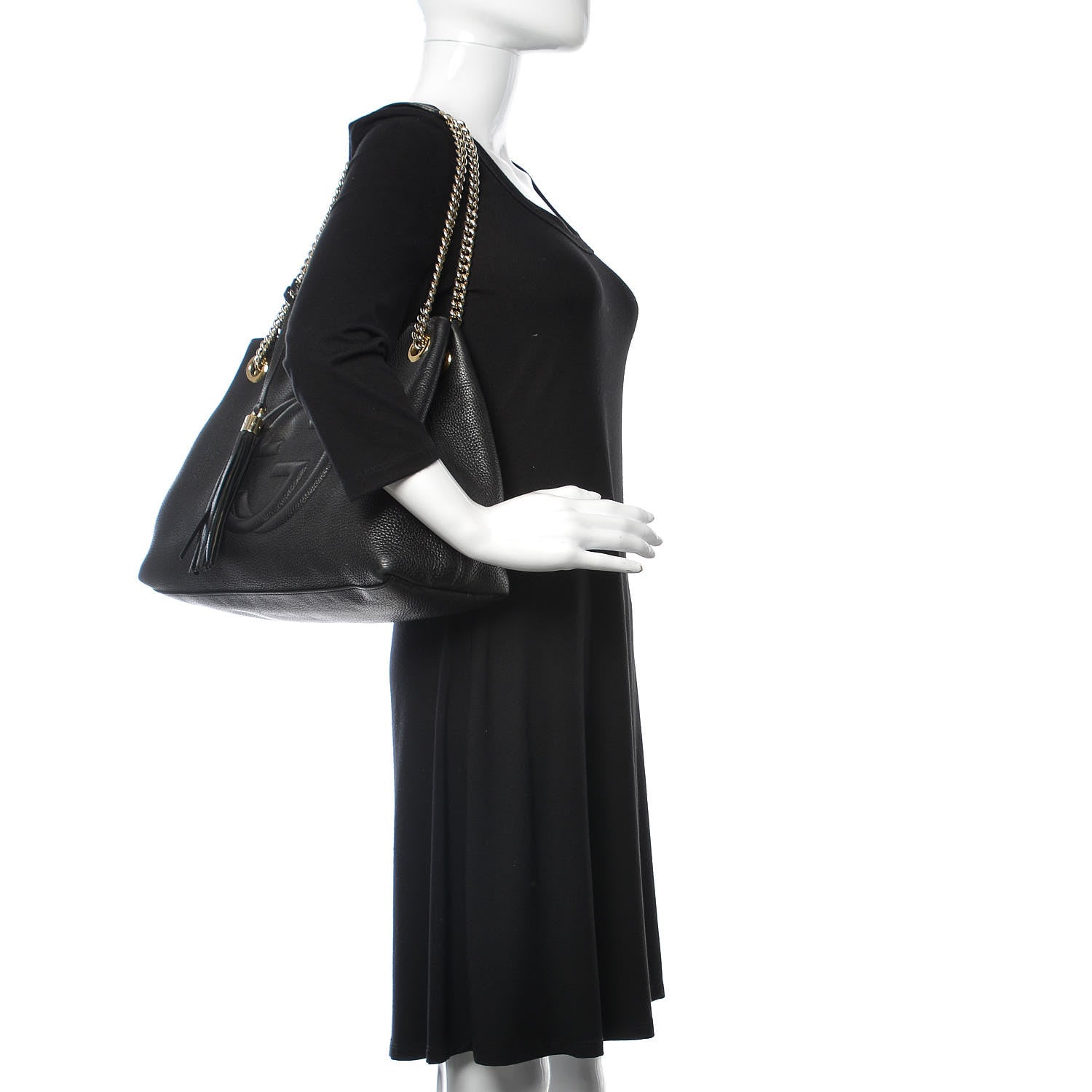 Gucci Pebbled Calfskin Medium Soho Chain Shoulder Bag Black 2 of 20
