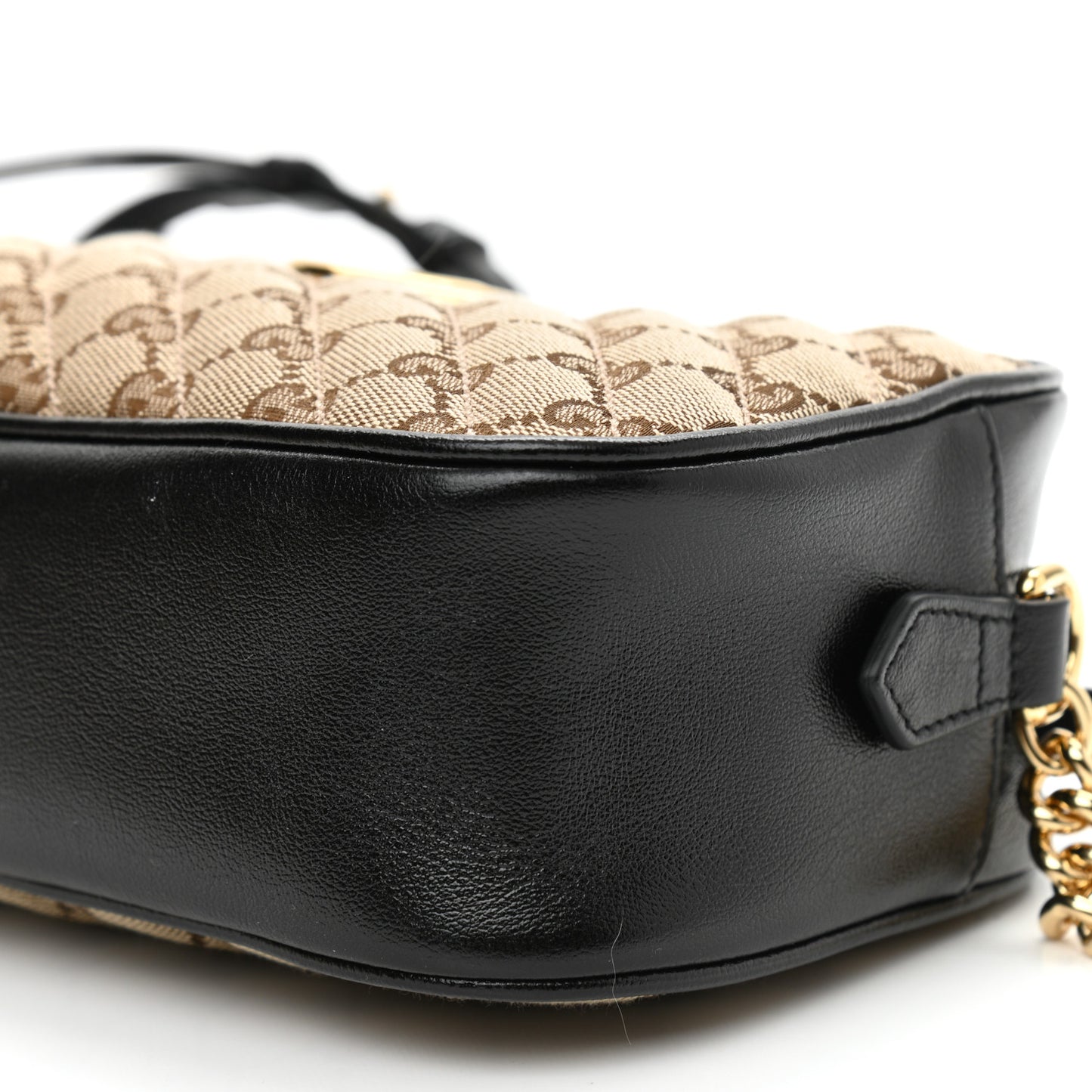 Monogram Matelasse Diagonal Small GG Marmont Chain Shoulder Bag Beige Black