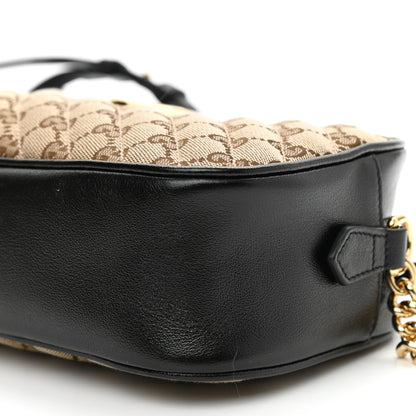 Gucci Monogram Matelasse Diagonal Small GG Marmont Chain Shoulder Bag Beige Black 10 of 10