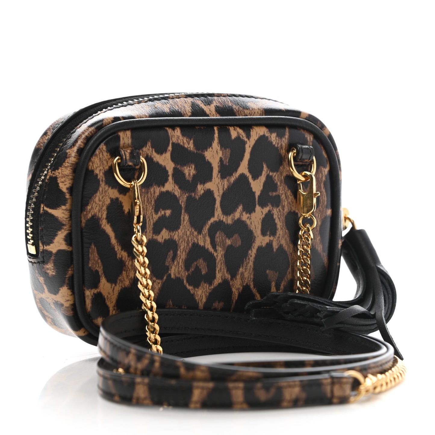 Calfskin Heart Leopard Print Monogram Baby Lou Camera Bag Toffee