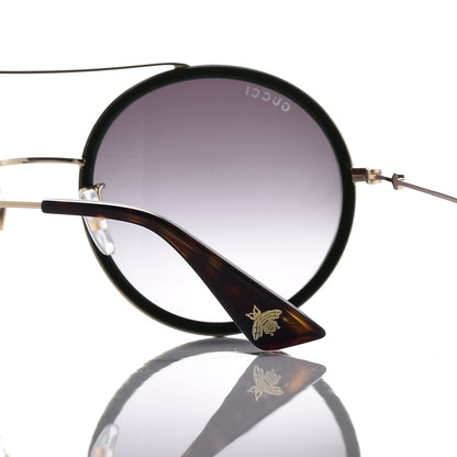 Gucci Round Frame Sunglasses GG0061S Gold Green 7 of 9