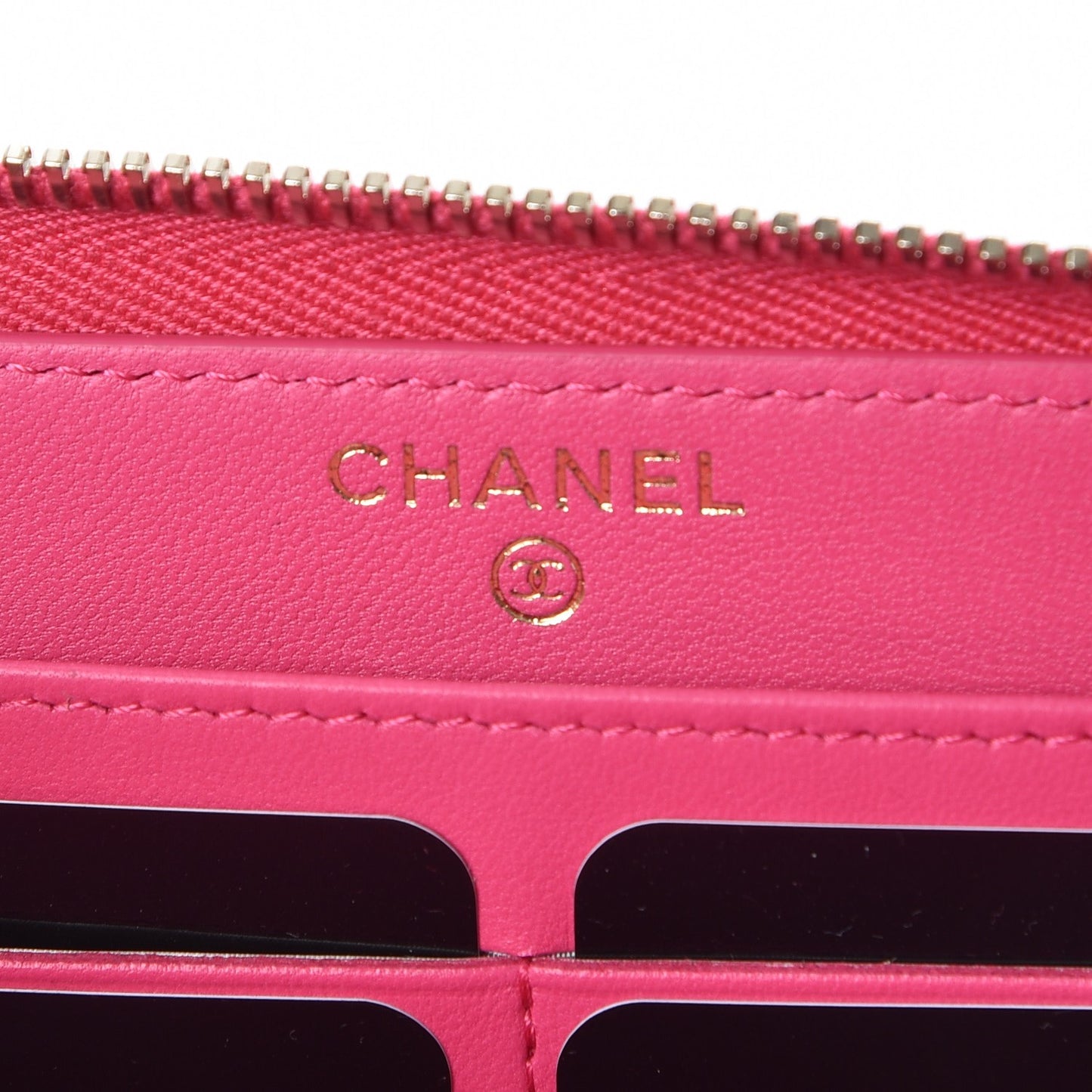 Lambskin Quilted Large Gusset Zip Around Wallet Fuchsia