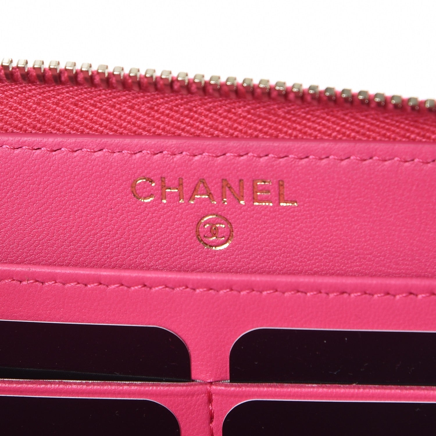 Chanel Lambskin Quilted Large Gusset Zip Around Wallet Fuchsia 6 of 8
