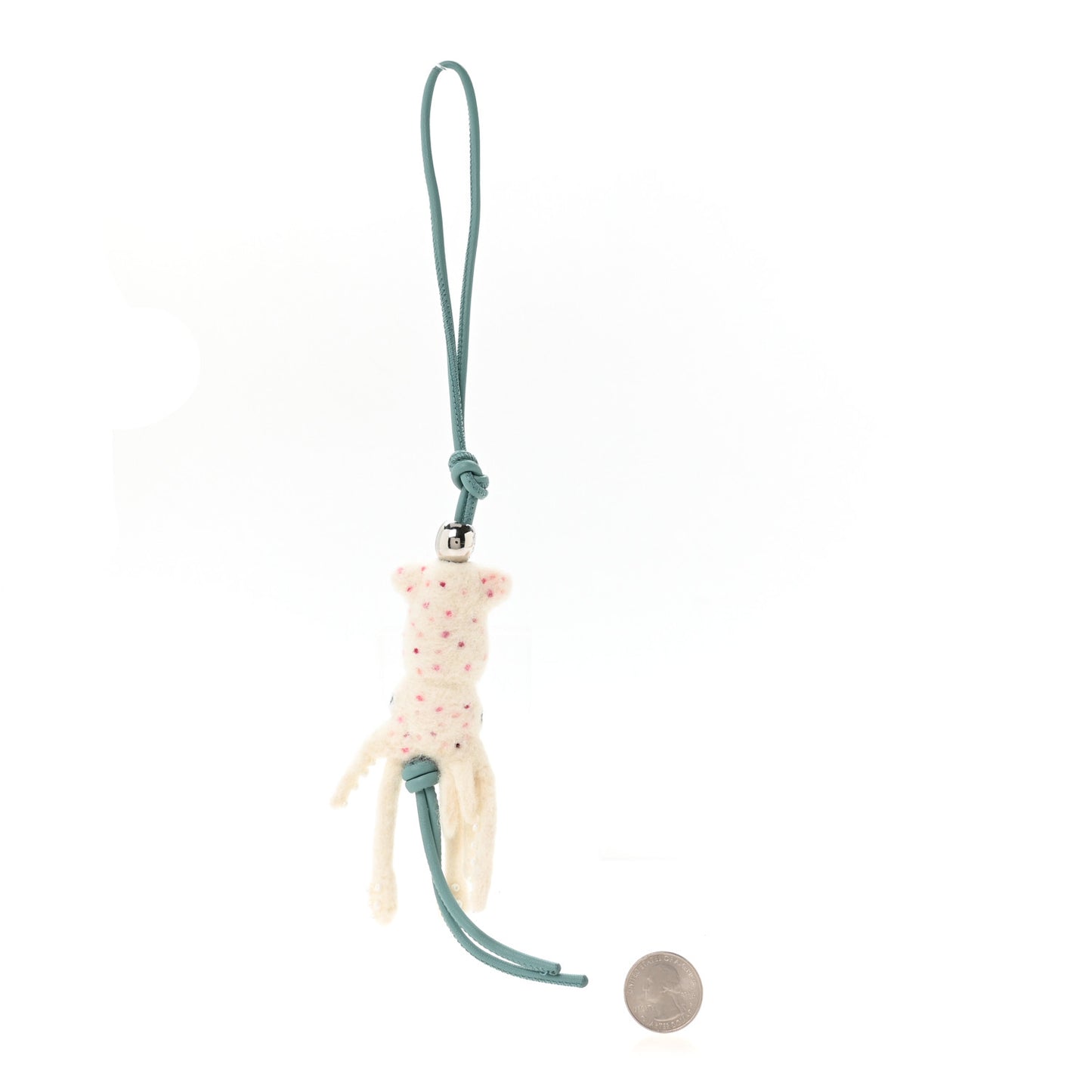 X SUNA FUJITA Felt Calfskin Squid Charm White Multicolor