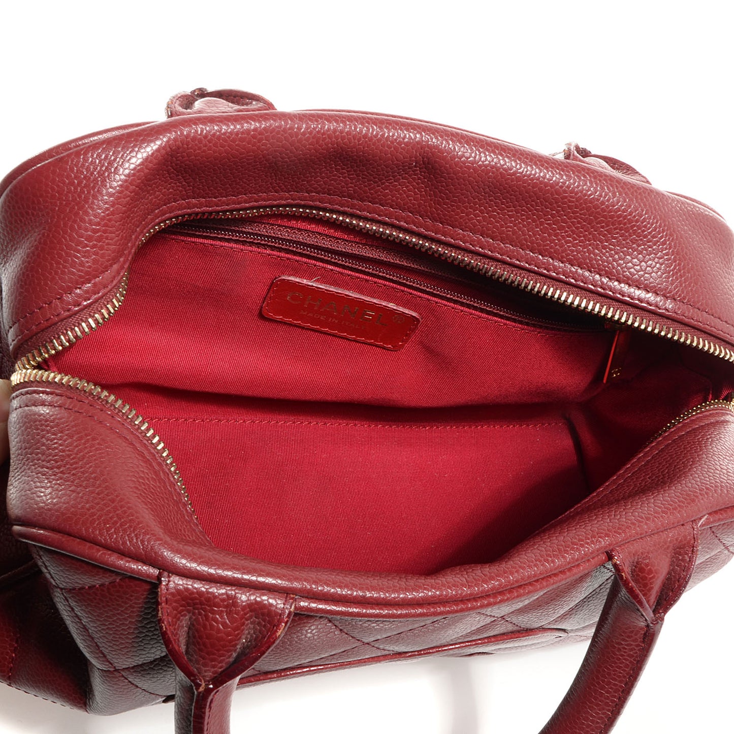 Caviar Quilted Small Bowler Red