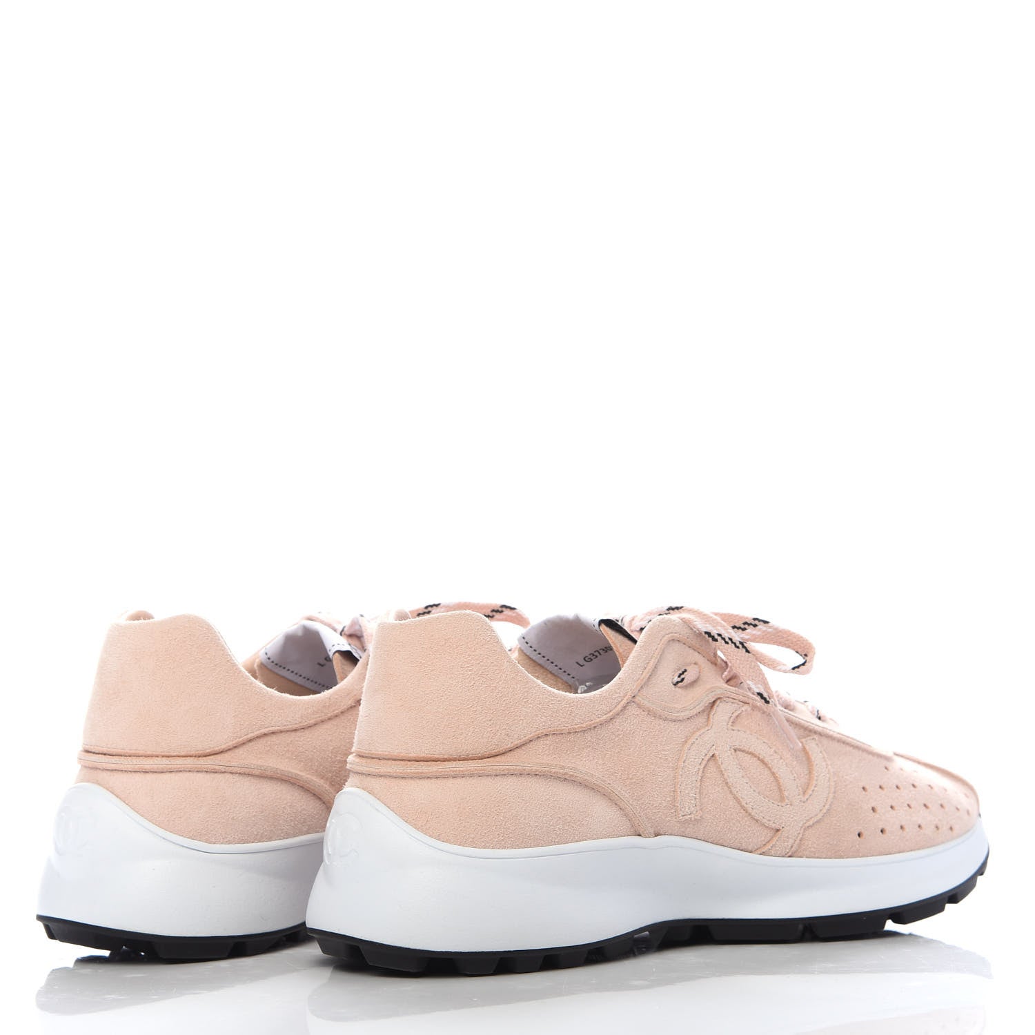 Chanel Suede Goatskin CC Sneakers 38.5 Light Pink 4 of 9