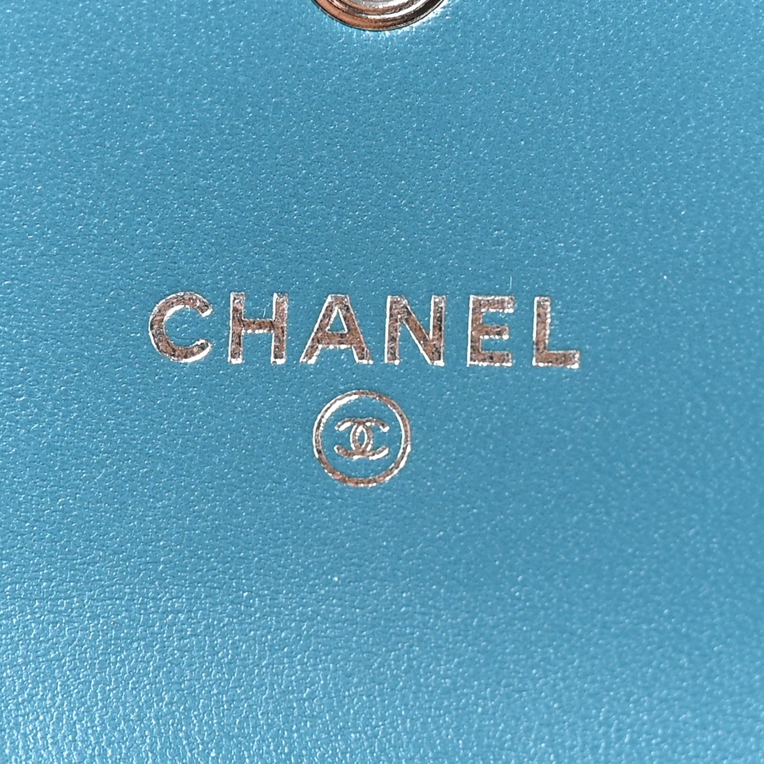 Chanel Lambskin Chevron Quilted Studded Small Flap Wallet Teal 6 of 9