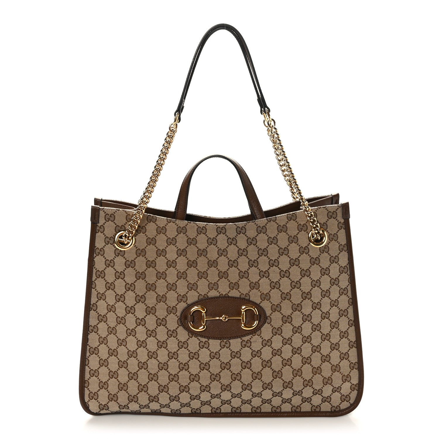 Gucci Monogram Calfskin Large Horsebit 1955 Tote Bag Beige Brown Sugar 1 of 9