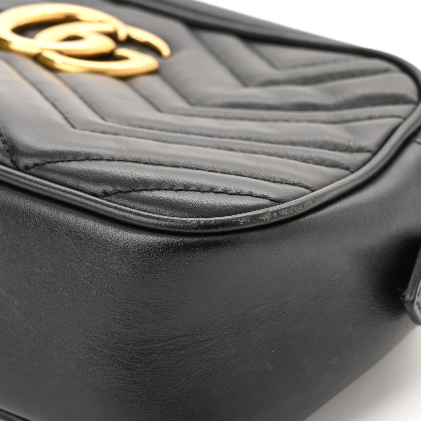 Calfskin Matelasse Small GG Marmont Chain Shoulder Bag Black