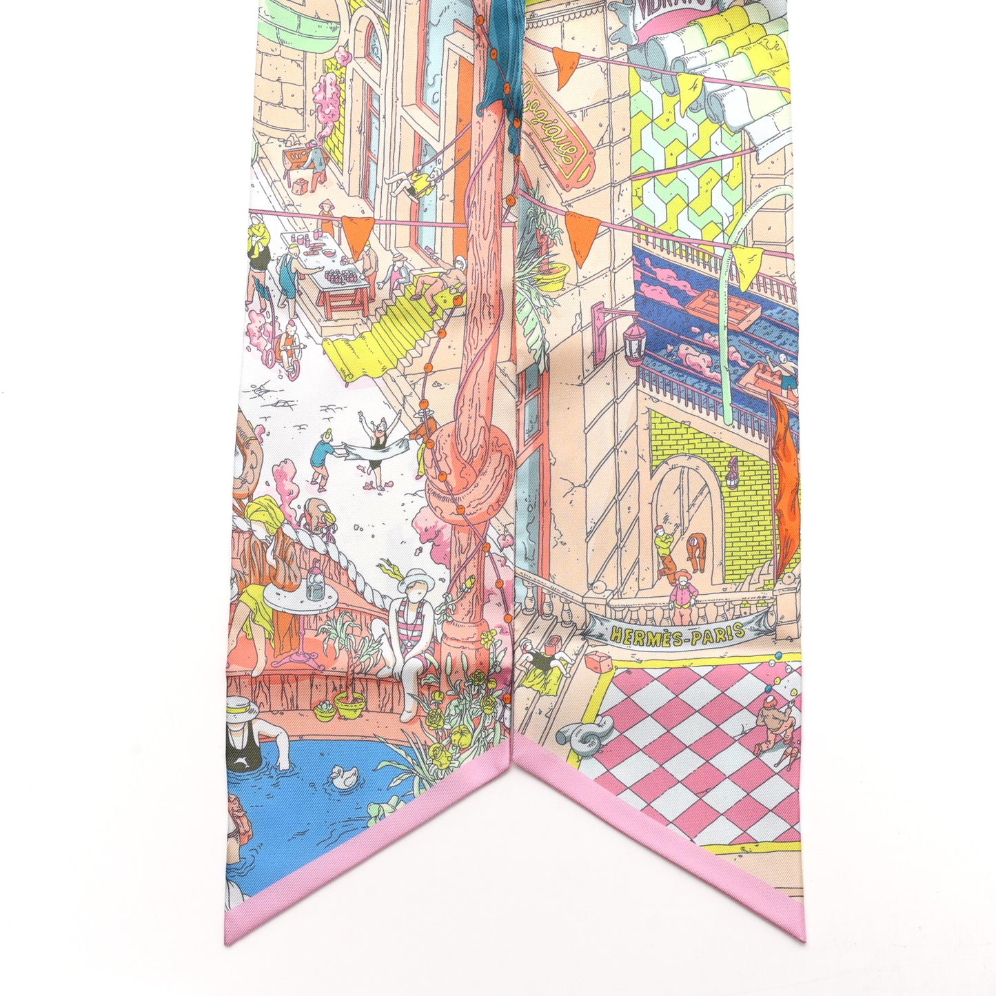 Silk Le Grand Prix du Faubourg Maxi Twilly Jaune Fluo Rose Multicolor