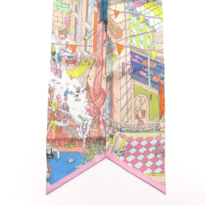 Hermes Silk Le Grand Prix du Faubourg Maxi Twilly Jaune Fluo Rose Multicolor 2 of 4