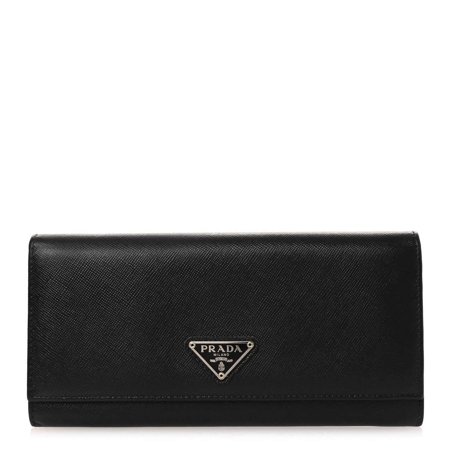 Saffiano Triangle Continental Flap Wallet Black