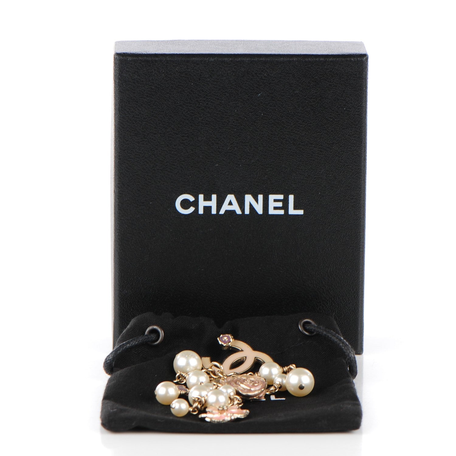 Chanel Pearl CC Camellia Charm Bracelet Beige Gold 4 of 4
