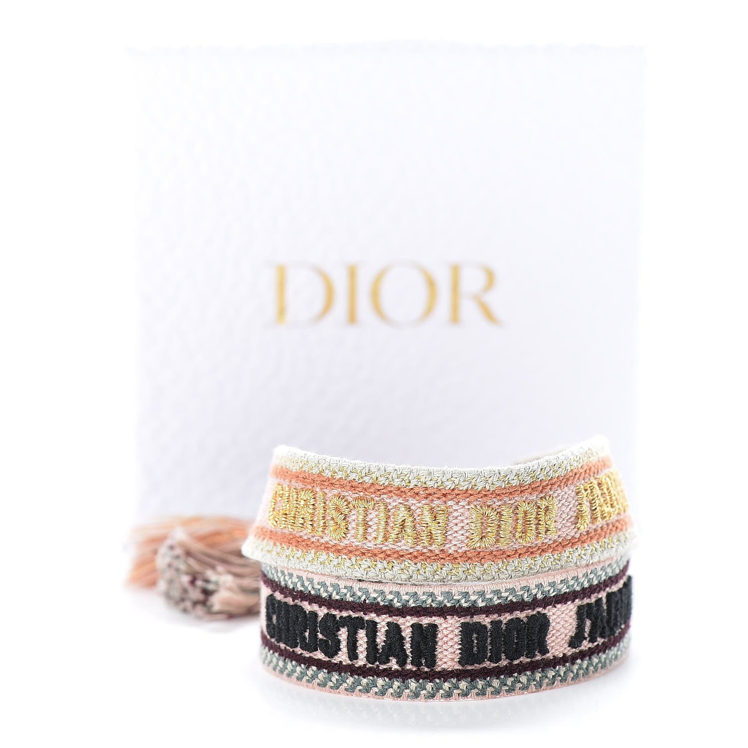 Christian Dior Woven Cotton J'Adior Friendship Bracelet Set Gold Pink 5 of 5