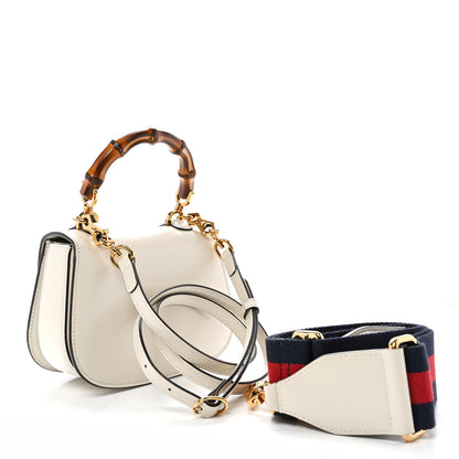 Gucci Boarded Dyana Lux Calfskin Web Mini Bamboo 1947 Top Handle Bag Mystic White 3 of 10