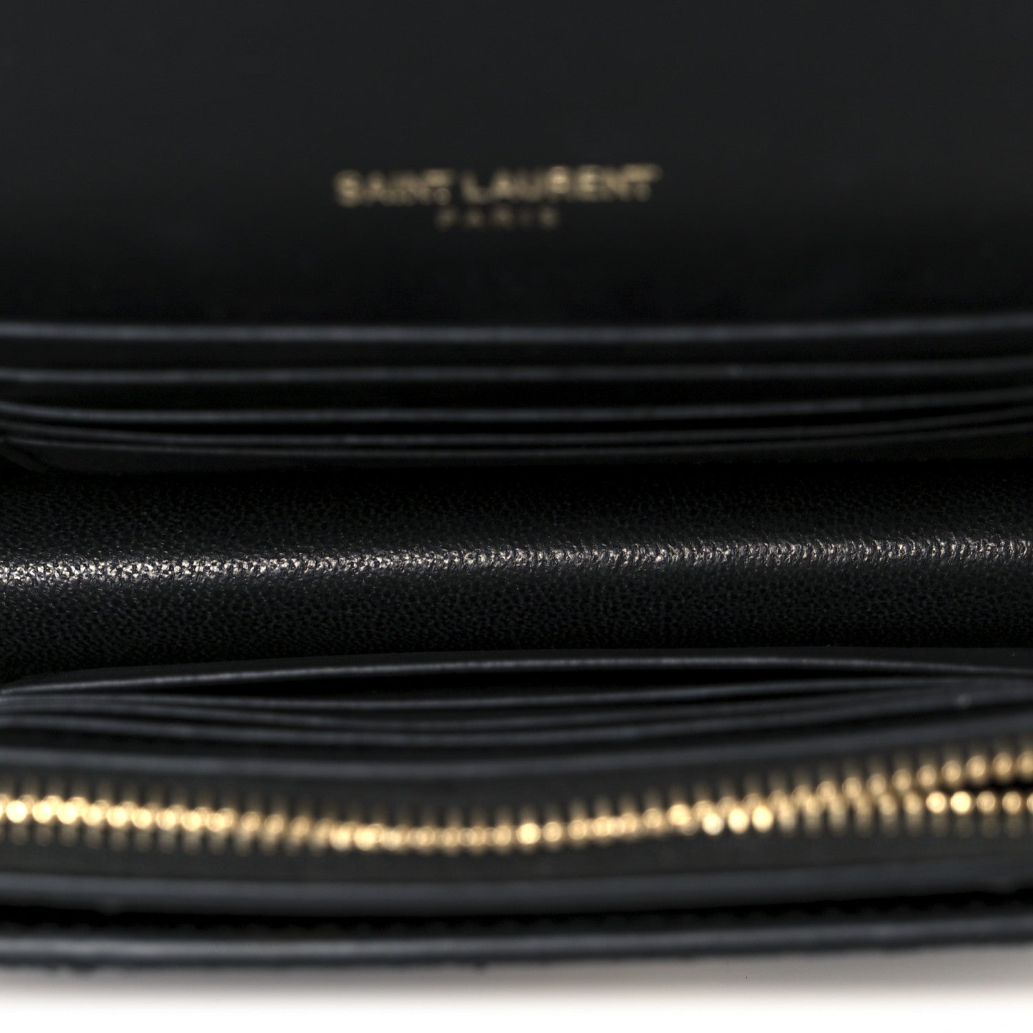 Saint Laurent Snakeskin Monogram Sunset Chain Wallet Black Gold Silver 5 of 11