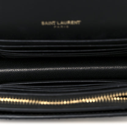 Saint Laurent Snakeskin Monogram Sunset Chain Wallet Black Gold Silver 5 of 11