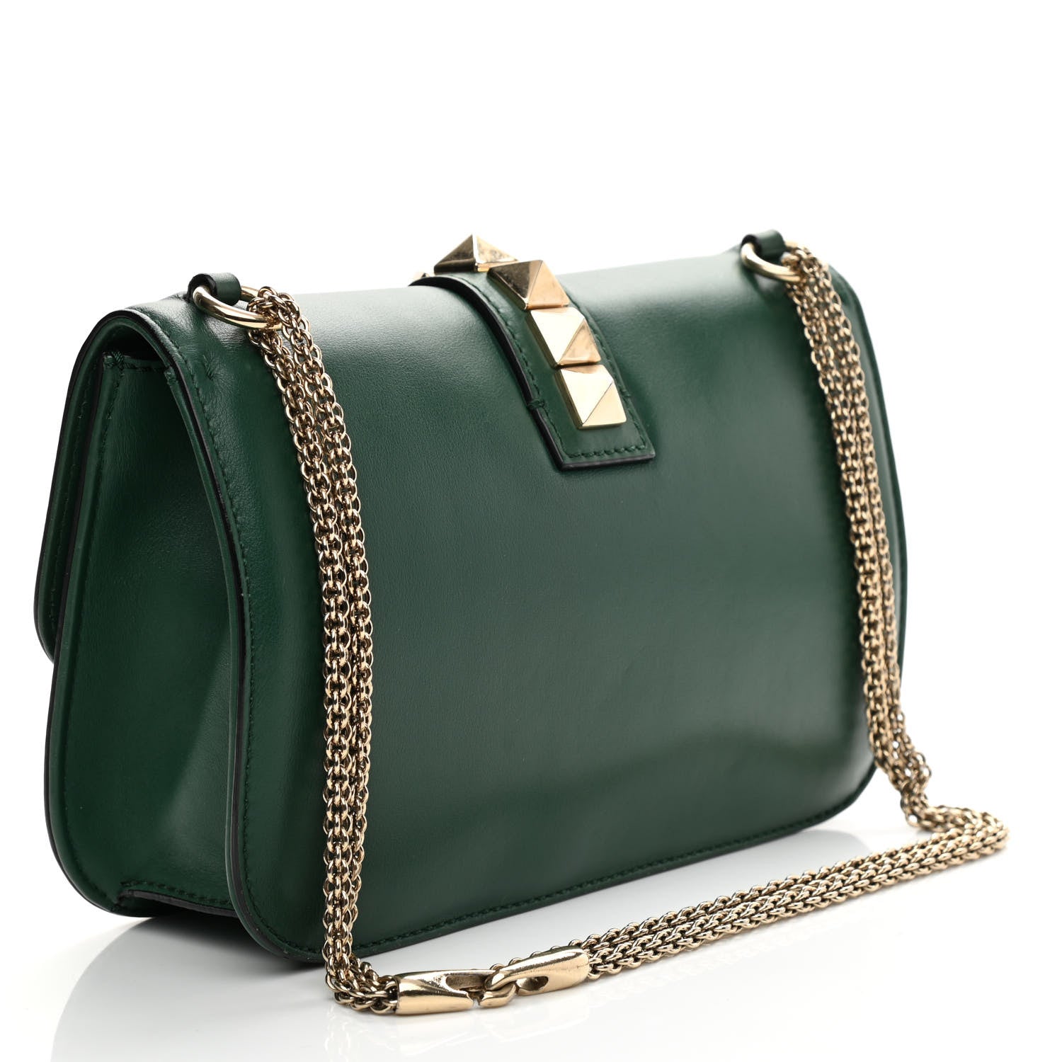 Valentino Garavani Vitello Medium Glam Lock Rockstud Flap Smeraldo 2 of 8